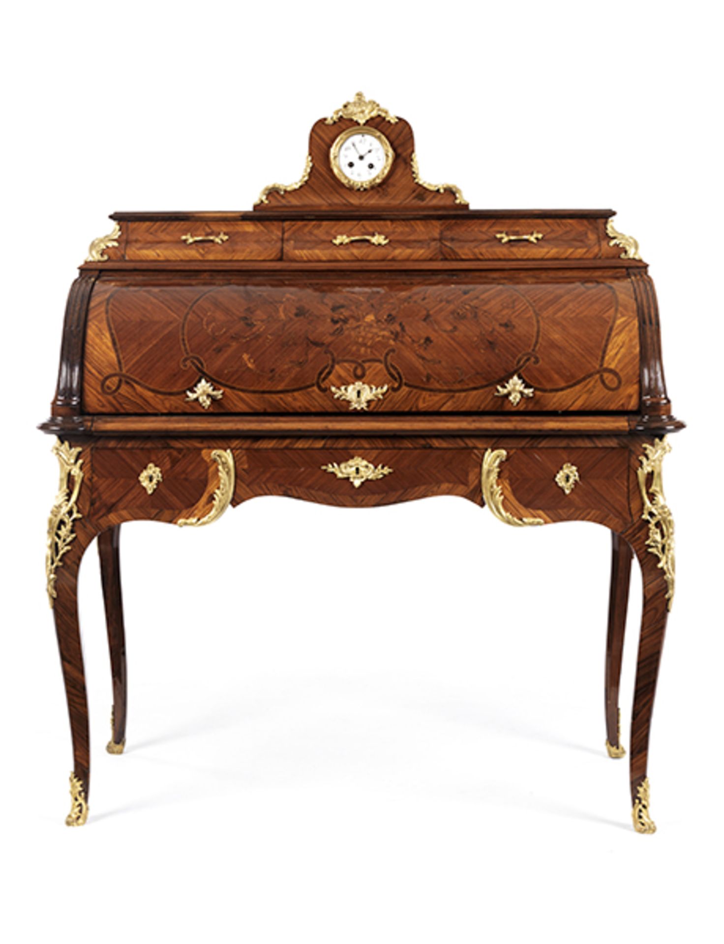 Zylinderbüro im Louis XV-Stil Höhe: 129 cm. Breite: 110 cm. Tiefe: 56 cm. Frankreich. - Bild 4 aus 9