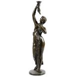 Große Bronzefigur als Leuchte Höhe: 160 cm. Frankreich, um 1860/ 70. Bronze, gegossen, patiniert.