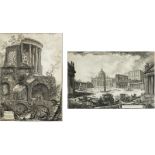 Francesco Piranesi, 1758 "" 1810 Paar Grafiken mit Ansichten von Rom und Tivoli VEDUTA DELLA GRAN