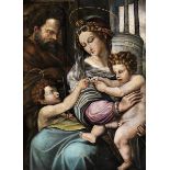 Italienischer Maler des ausgehenden 16. Jahrhunderts DIE HEILIGE FAMILIE MIT JOHANNES DEM TÄUFER
