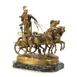 Emmanuel Frémiet, 1824 "" 1910 ROMAN SOLDIER ON A CHARIOT Höhe: 60 cm. Sockel: 49 x 32 cm. Basis