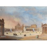 Caffi, zug., Ippolito1809 Belluno - 1866 Lissa Blick über den grossen Petersplatz in Rom Gou