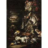 Cusati, zug., Gaetano1686 - 1720 Stillleben mit Jagdbeute und Hunden Öl auf Leinwand. 210 x 154