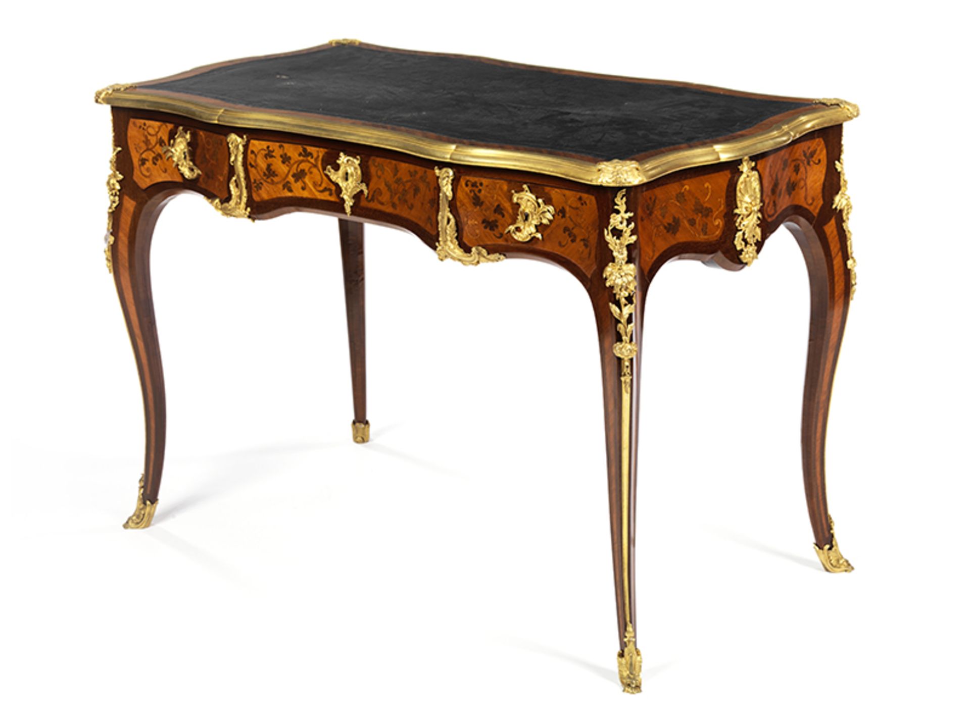 Bureau plat im Louis XV-Stil 77 x 113 x 62,5 cm. Signiert und datiert "Henry Dasson 1882". Paris, - Bild 2 aus 6