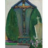 Gabriele Münter, 1877 Berlin "" 1962 Murnau am Staffelsee GRABMAL (KRUZIFIX), 1908. Öl auf Karton.