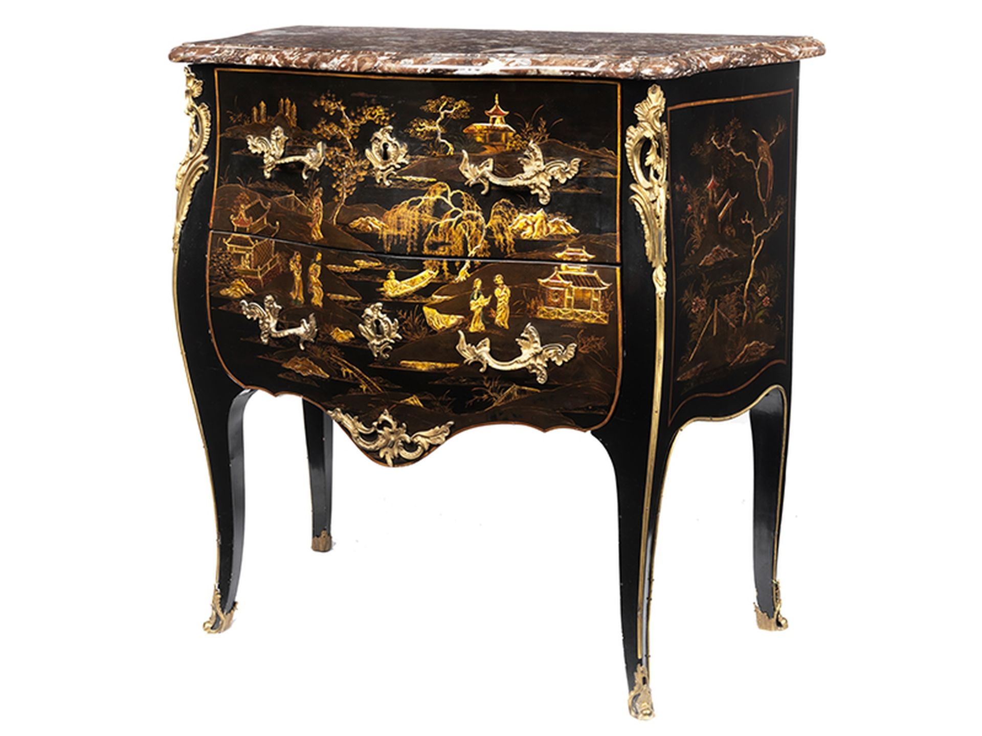 Louis XV-lackkommode MIT VERNIS MARTIN Höhe: 79,5 cm. Breite: 81 cm. Tiefe: 42,5 cm. Frankreich, 18. - Bild 13 aus 13