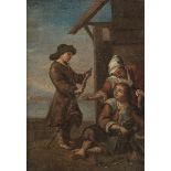 Neapolitanischer Maler um 1700 "" 1720 SZENE MIT KLEINEN FISCHERN Öl auf Leinwand. Doubliert. 24,5 x