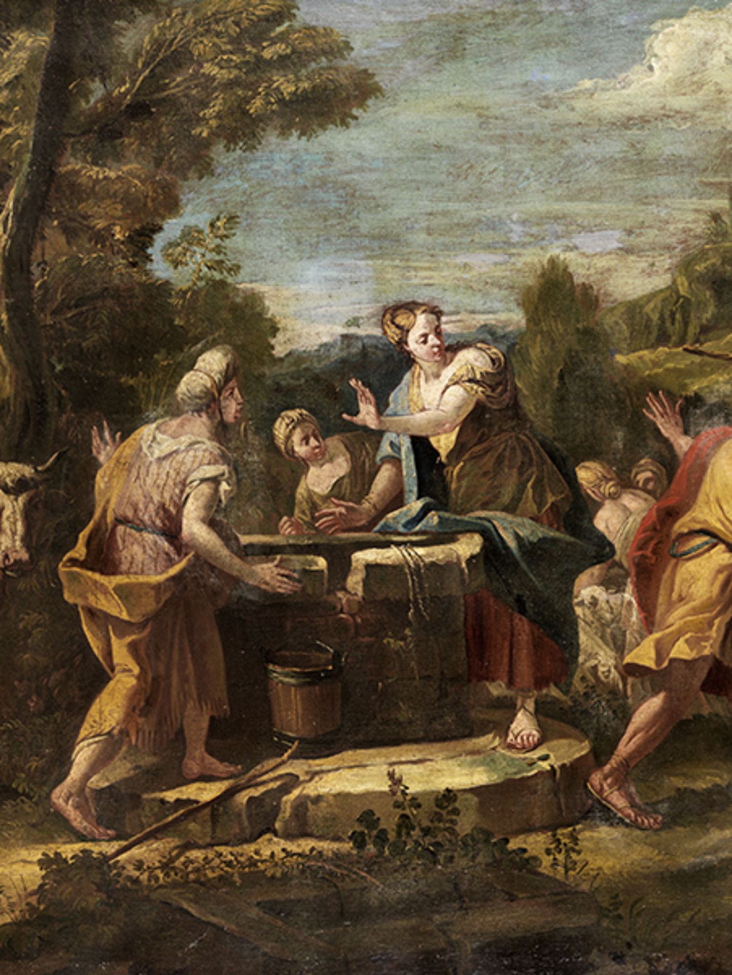 Gaspare Diziani, 1689 Belluno "" 1767 Venedig, zug. MOSES UND DIE TÖCHTER JETHROS Öl auf Leinwand. - Bild 3 aus 5