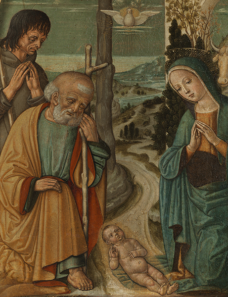 Girolamo di Benvenuto, 1470 Siena "" 1524 ebenda DIE GEBURT CHRISTI MIT HIRTE Tempera auf Holz. - Image 2 of 8
