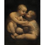 Lombardischer Maler des 18. JahrhundertsZwei Kinder in liebevoller Umarmung Öl auf Leinwand. Do