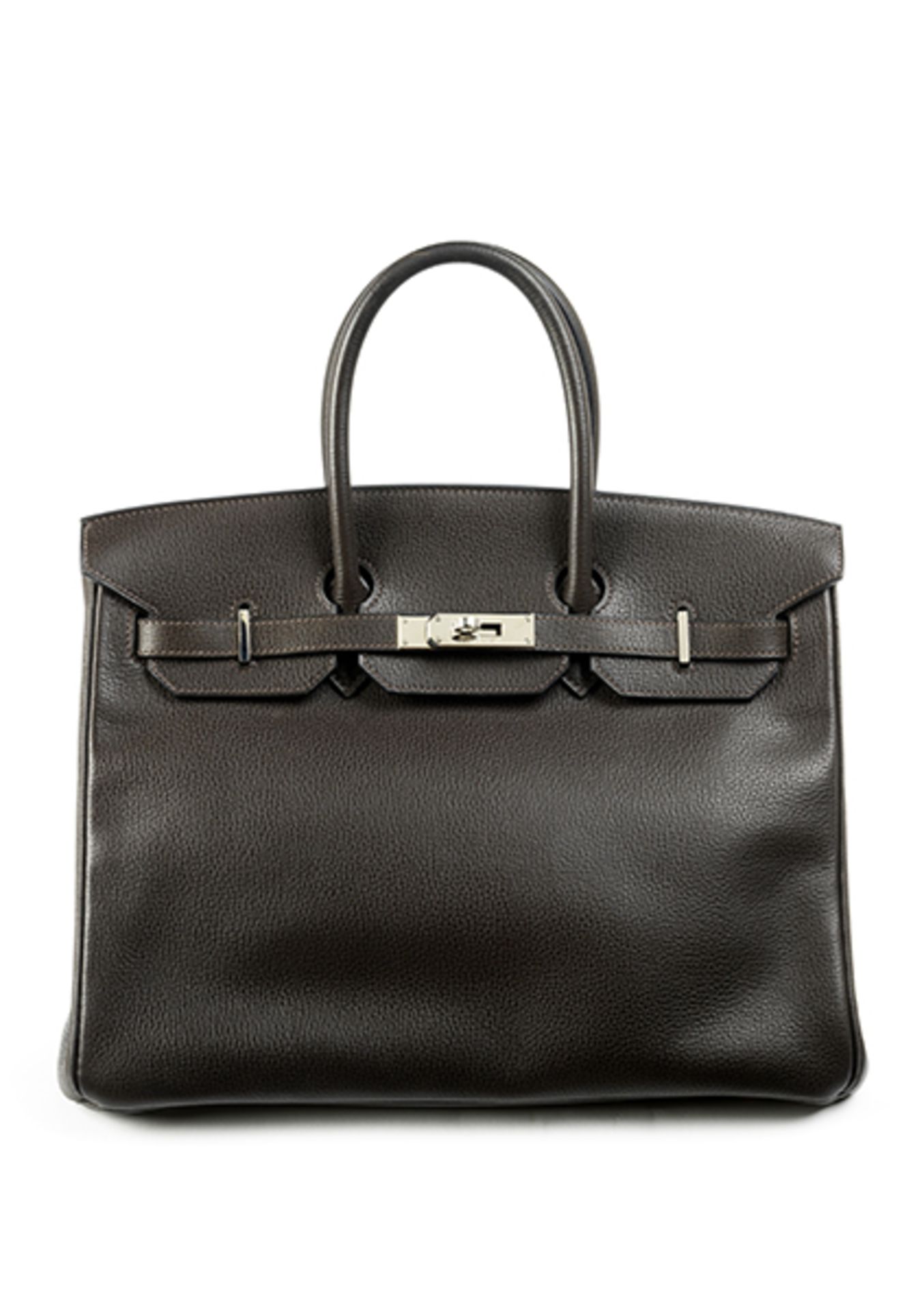 Hermès Birkin-Bag, 28 cm "Dunkelbraun" Ca. 28 x 34 x 18 cm. Oberhalb des Schlosses gestemptelt "