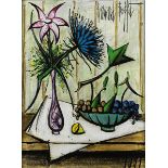 Bernard Buffet, 1928 Paris - 1999 Tourtour/ Südfrankreich FLEURS ET FRUITS I Öl auf Leinwand. 81 x