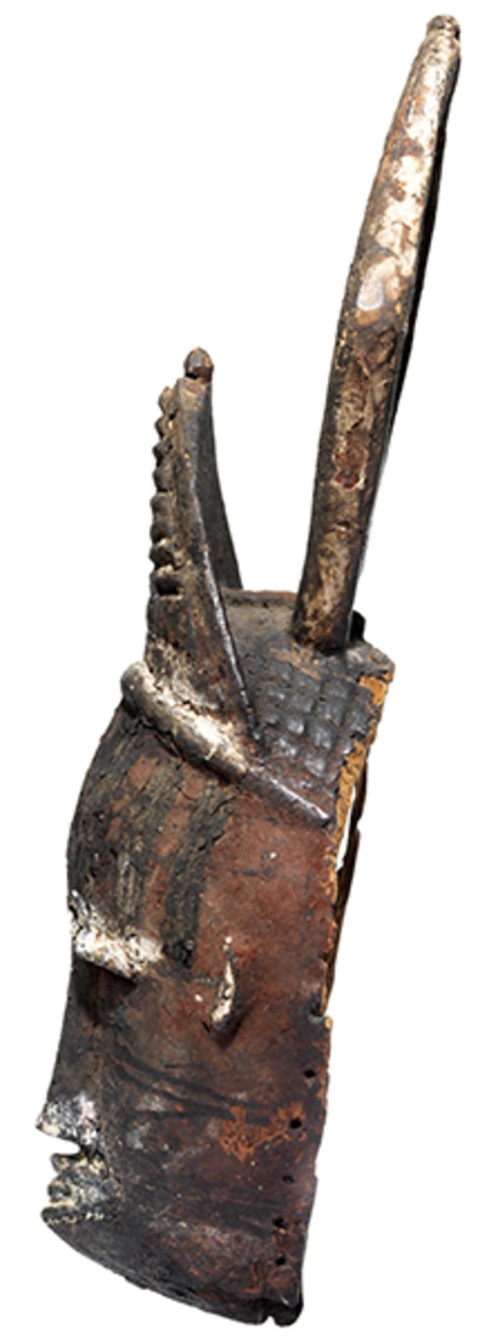 Omotokpokpo-Maske der Urhobo Höhe der Maske: 50 cm. Höhe mit Halterung: 56 cm. Aus Holz auf - Bild 4 aus 6