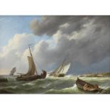 Johannes Hermanus Koekkoek, 1778 Veere "" 1851 Amsterdam AUFGERAUHTE SEE MIT FISCHERBOOTEN Öl auf