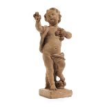 Terrakottafigur eines Putto mit Blüten Höhe: 23 cm. Frankreich, 18./ 19. Jahrhundert. Terrakotta,