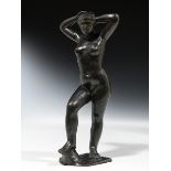 Aristide Maillol, 1861 Banyuls-sur-Mer "" 1944 Perpignan BAIGNEUSE SE COIFFANT Bronzeplastik. Höhe