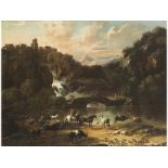 Cajetan Roos, auch genannt Gaetano de Rosa, 1690 Wien "" 1770 Rom, zug. LANDSCHAFT MIT WASSERFALL