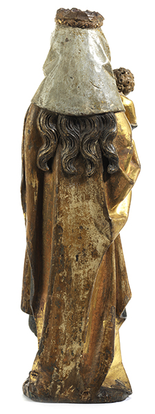 Maria mit dem Kinde Höhe: 53,5 cm. Westdeutsch, 15./ 16. Jahrhundert. Eiche, geschnitzt, gefasst, - Image 3 of 5