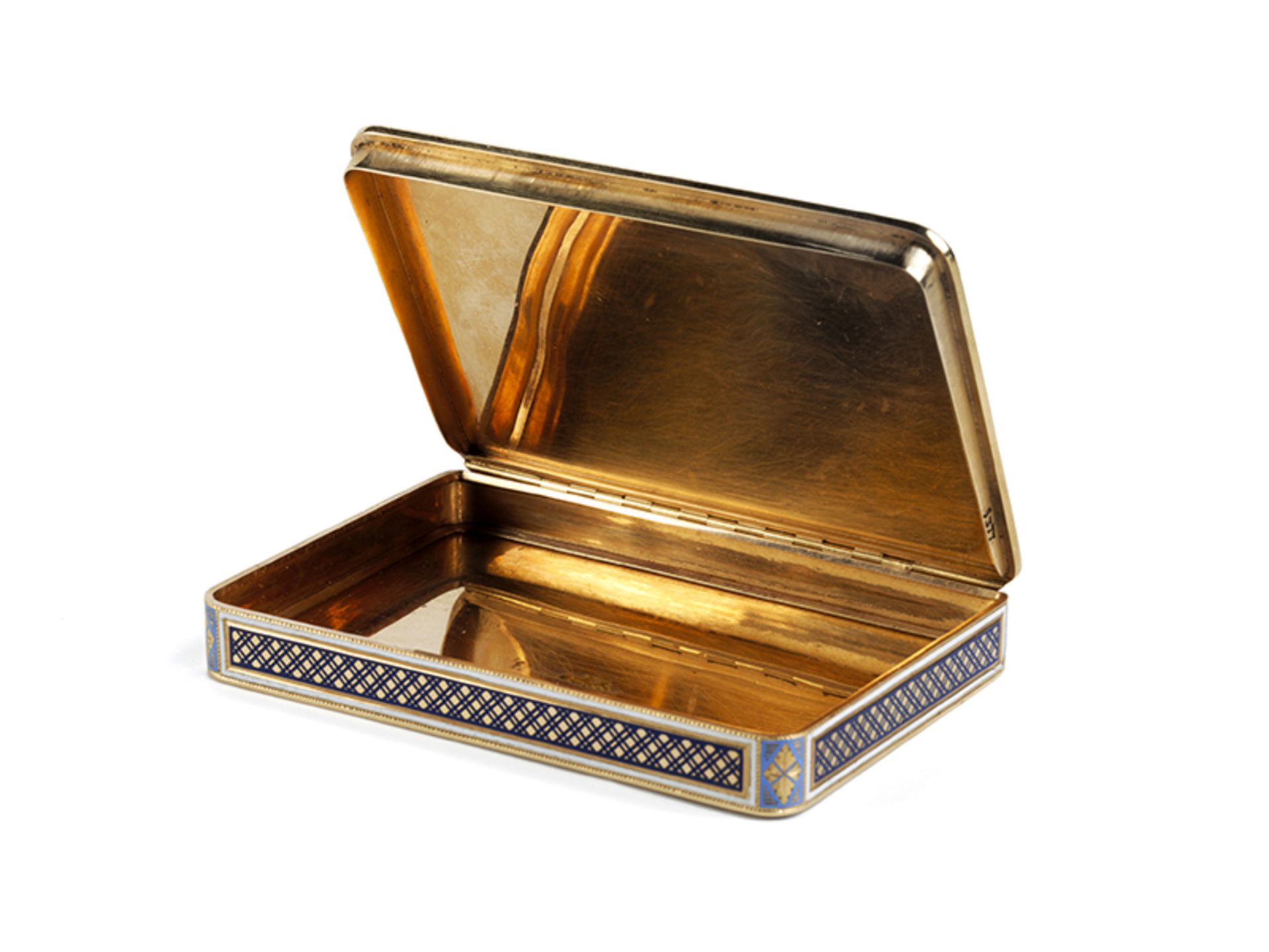 Schweizer Golddose 1,3 x 9,4 x 6,4 cm. Gewicht: 126 g. Inwandig punziert mit Feingehaltsstempel - Bild 3 aus 6