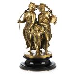 Jean Gout GRUPPE IN VERGOLDETER BRONZE Gesamthöhe: 41 cm. Jean Gout war ein französischer