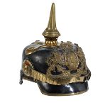 Bayerische Pickelhaube Mit Größenangabe "54". Bayern, 19./ 20. Jahrhundert. Gepresstes lackiertes