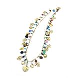 Multicolor-Herzcollier Länge: ca. 74 cm. Gewicht: ca. 165 g. GG 585. Dekoratives verspieltes Collier