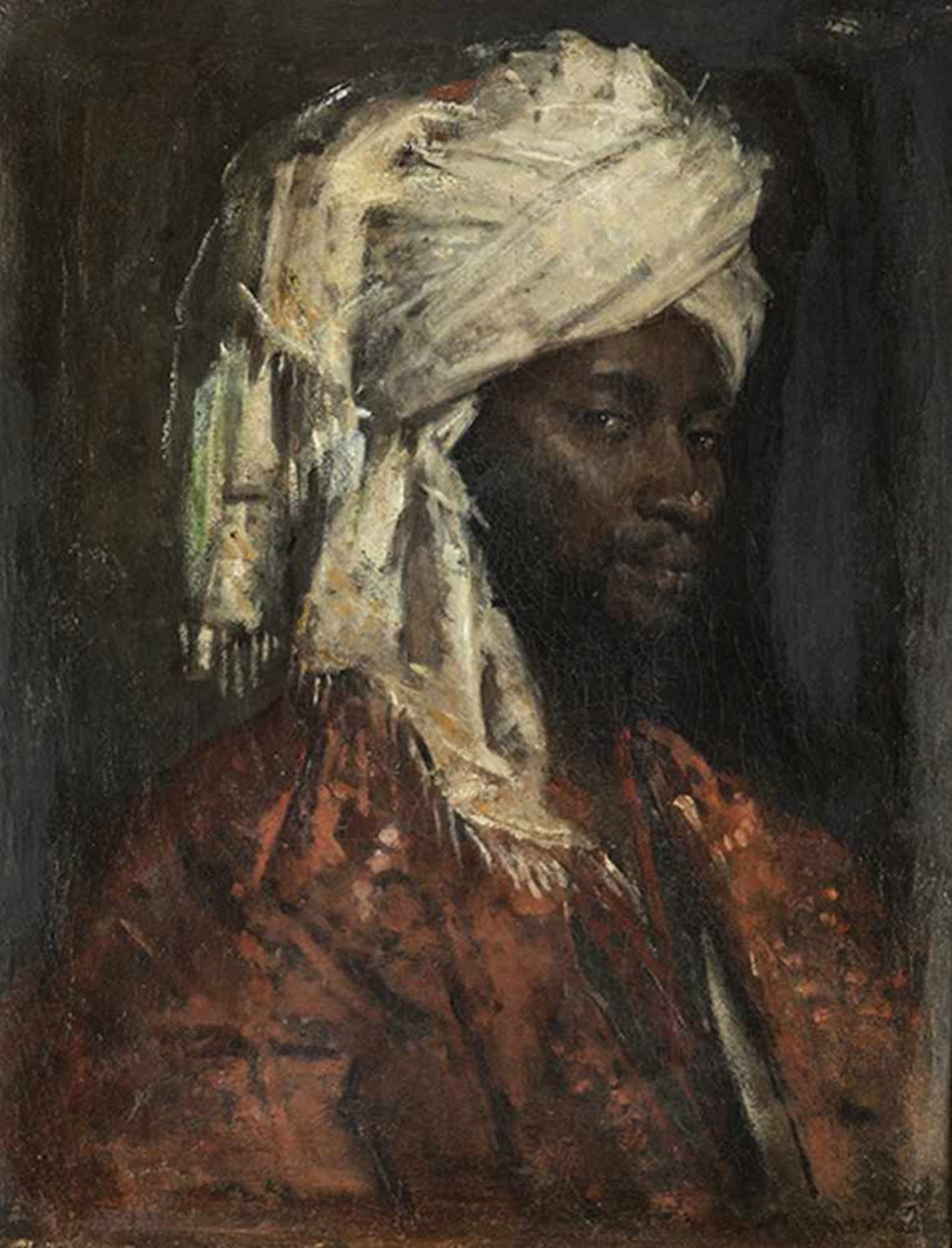 Michele Cammarano, 1835 Neapel "" 1920, zug. BILDNIS EINES ORIENTALEN Öl auf Leinwand, auf Karton - Bild 5 aus 5