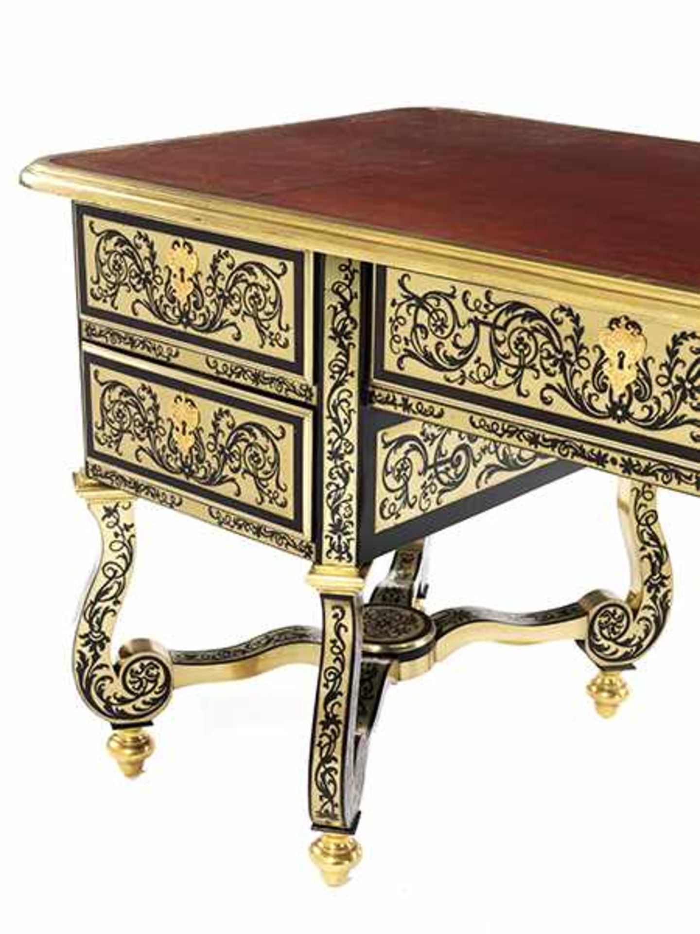 Bureau mazarin in Boulle Technik Höhe: 80 cm. Breite: 159 cm. Tiefe: 72 cm. Frankreich, 19. - Bild 4 aus 7