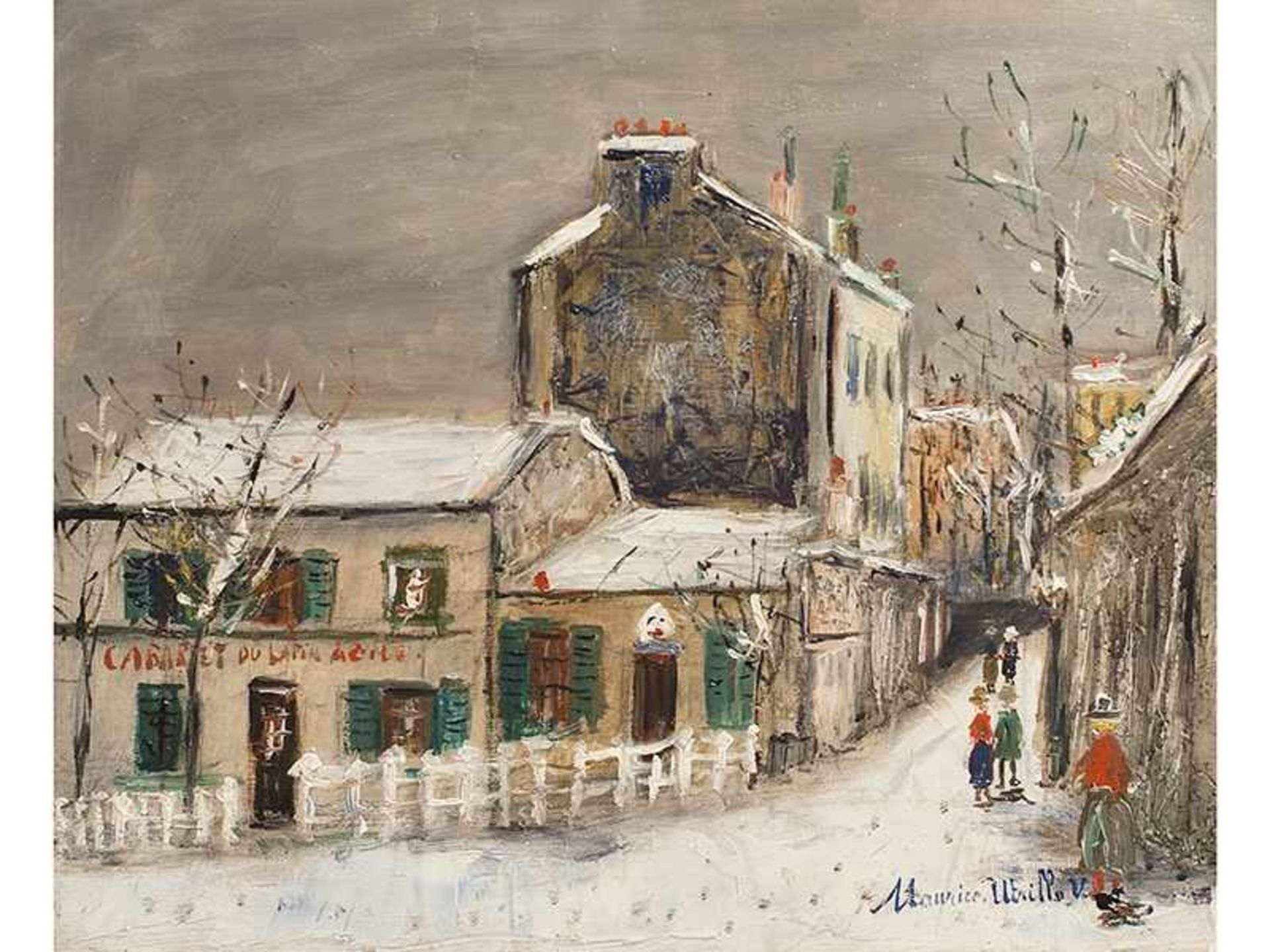 Maurice Utrillo, 1883 Paris "" 1955 Dax LE LAPIN AGILE SOUS LA NEIGE, UM 1950 Öl auf Leinwand. 37