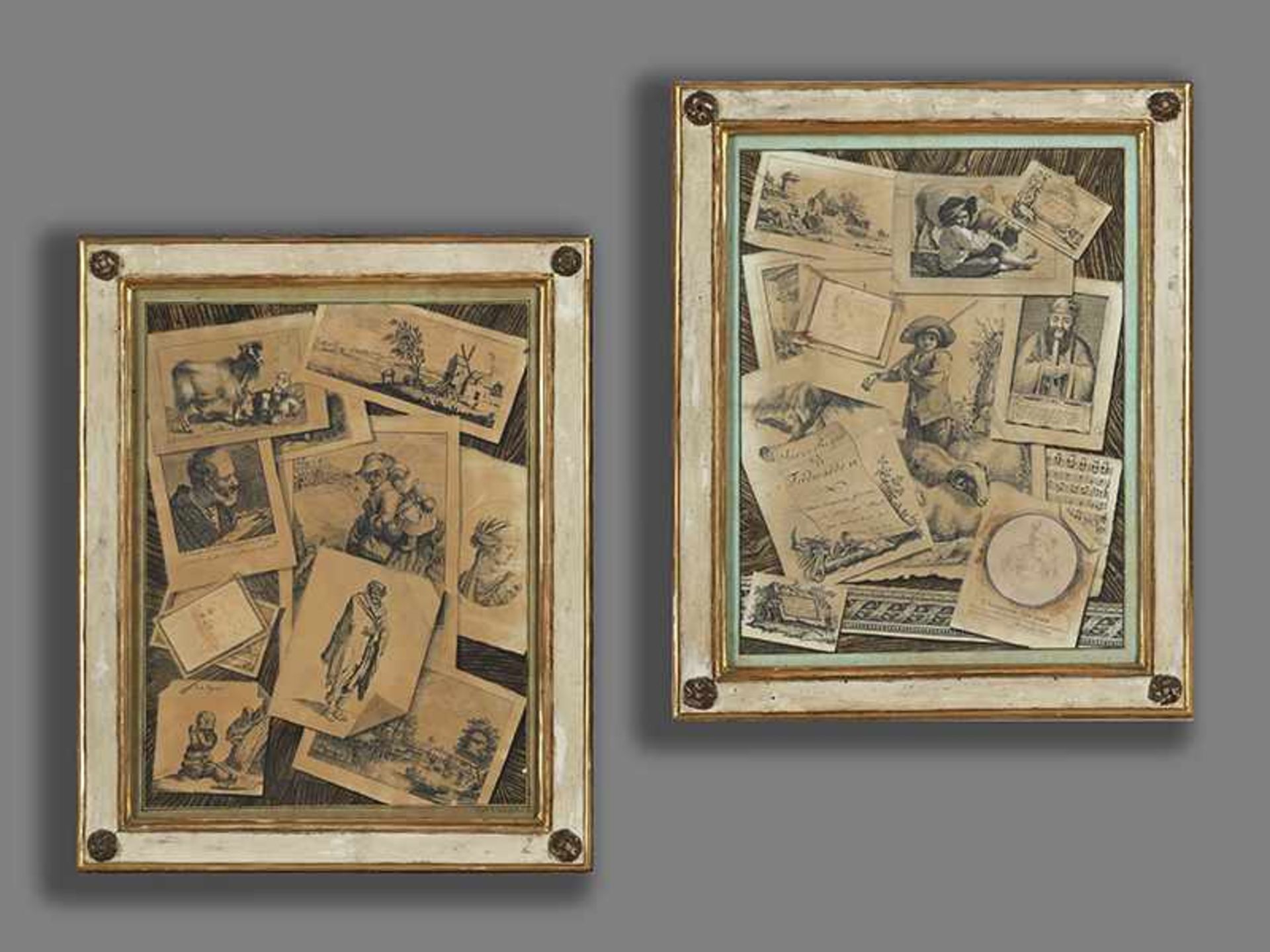 Gaspare de Tschudy, Italienischer Künstler des 18./ 19 Jahrhunderts PAAR TROMPE-L"~oeIL Tusche und - Bild 10 aus 13