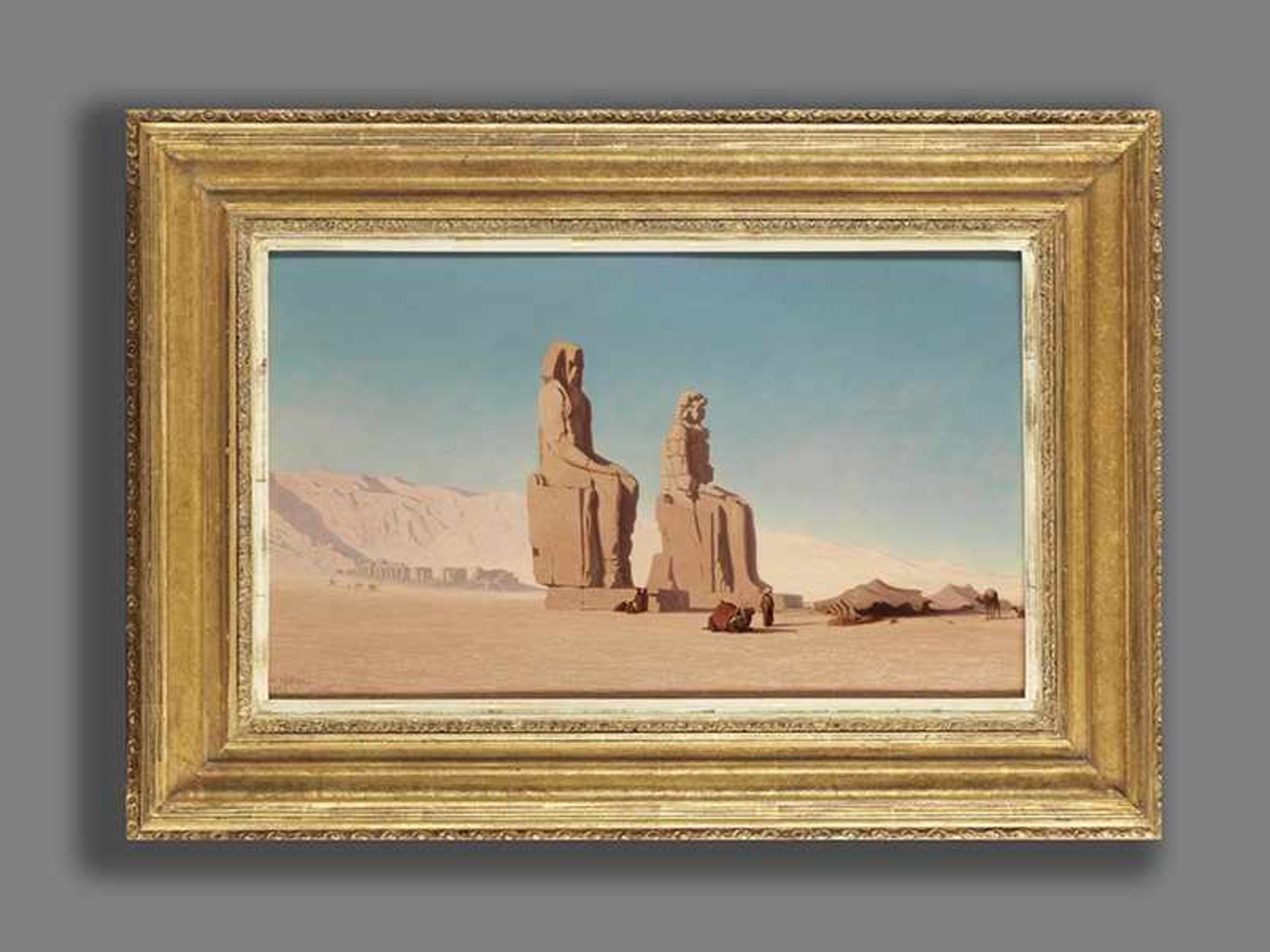 Frère, Charles Théodore1814 Paris - 1888 ebenda Die Kolosse von Memnon Öl auf Holz. 31 x 51,5 cm. - Bild 3 aus 5