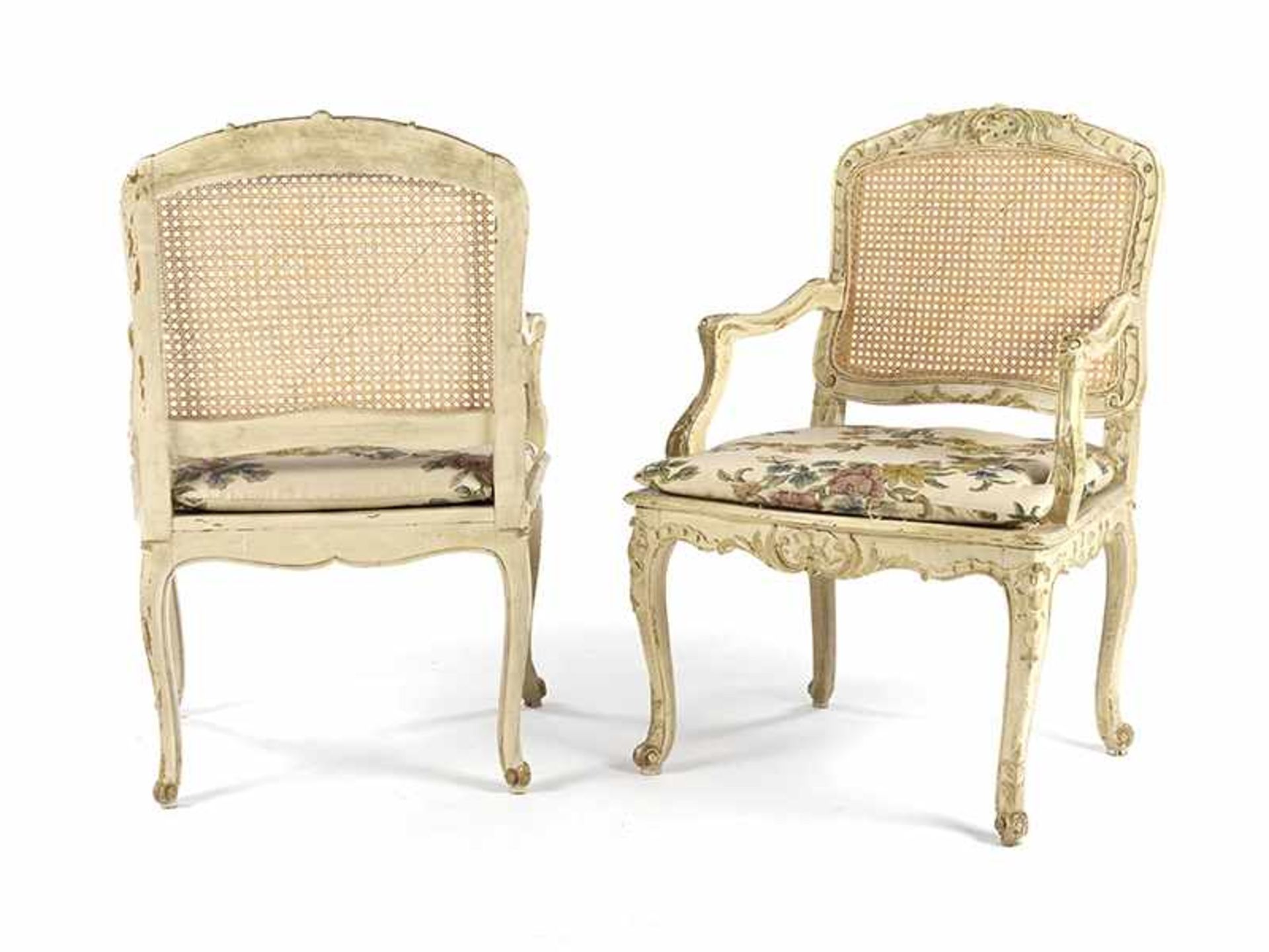 Paar Sessel im Barock-Stil Lehnenhöhe: 92 cm. Sitzhöhe: 45 cm. 20. Jahrhundert. Holz, geschnitzt, - Bild 2 aus 3