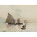 Gino Scalatelli, 1870 "" 1920 BOOTE IN DER LAGUNE Aquarell auf Karton. Ca. 26 x 35 cm. Links unten