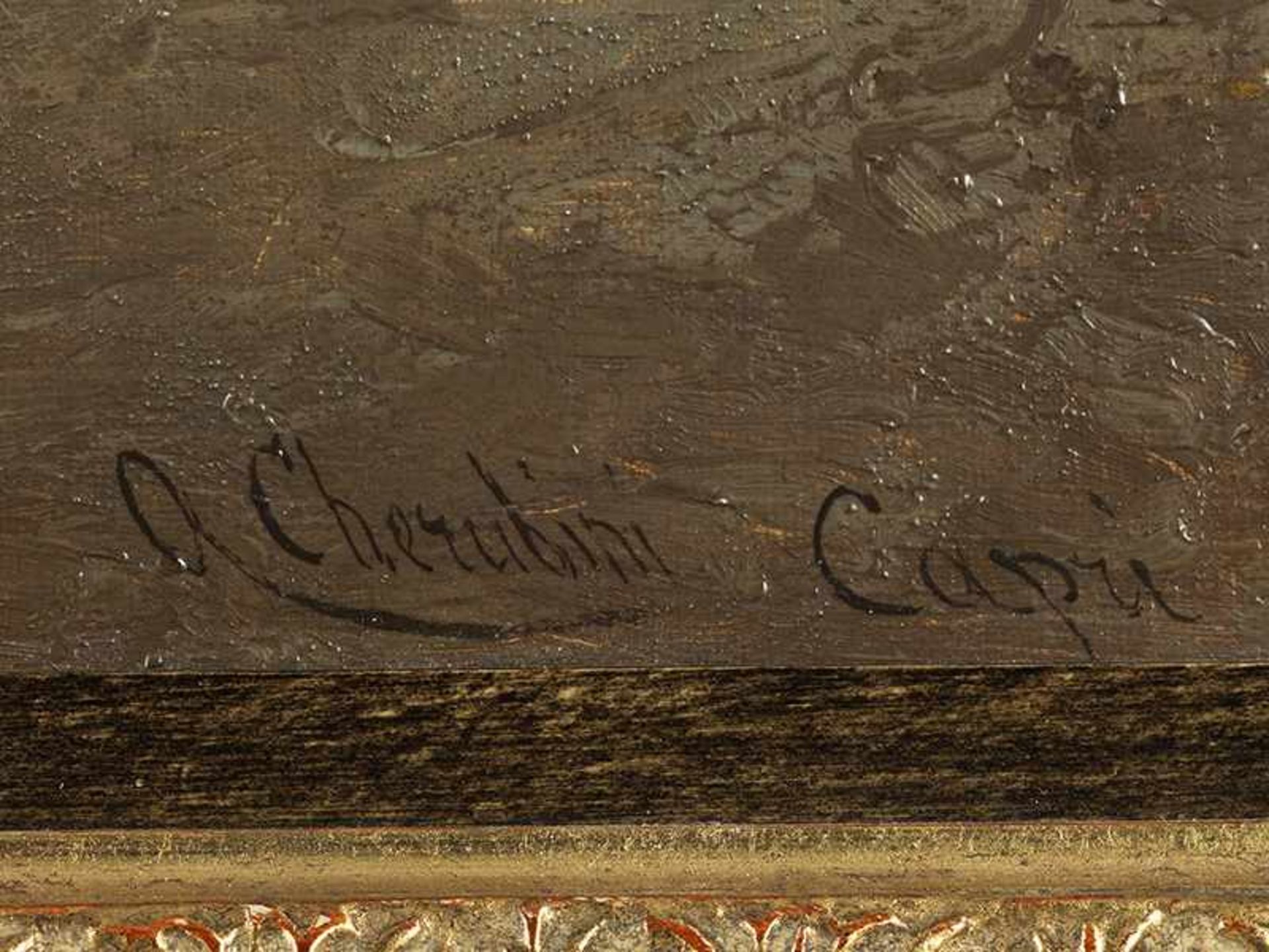 Andrea Cherubini, 1833 Rom "" 1905 CAPRI Öl auf Leinwand. 75,5 x 62 cm. Rechts unten signiert und - Bild 3 aus 6