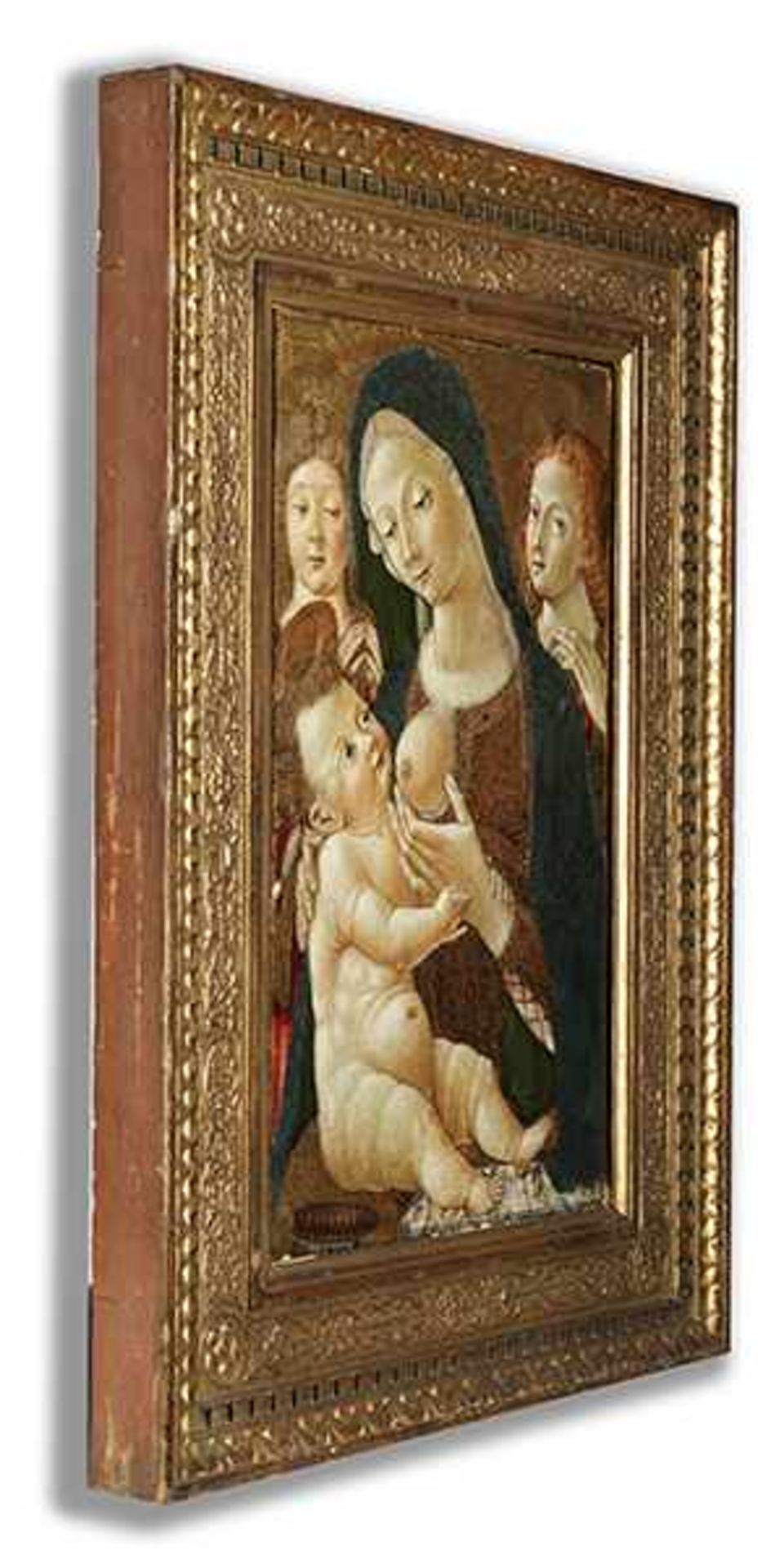 Pietro di Domenico, 1457 Siena "" um 1501 "" 1533 MADONNA MIT KIND UND ZWEI ENGELN Tempera auf - Image 9 of 32