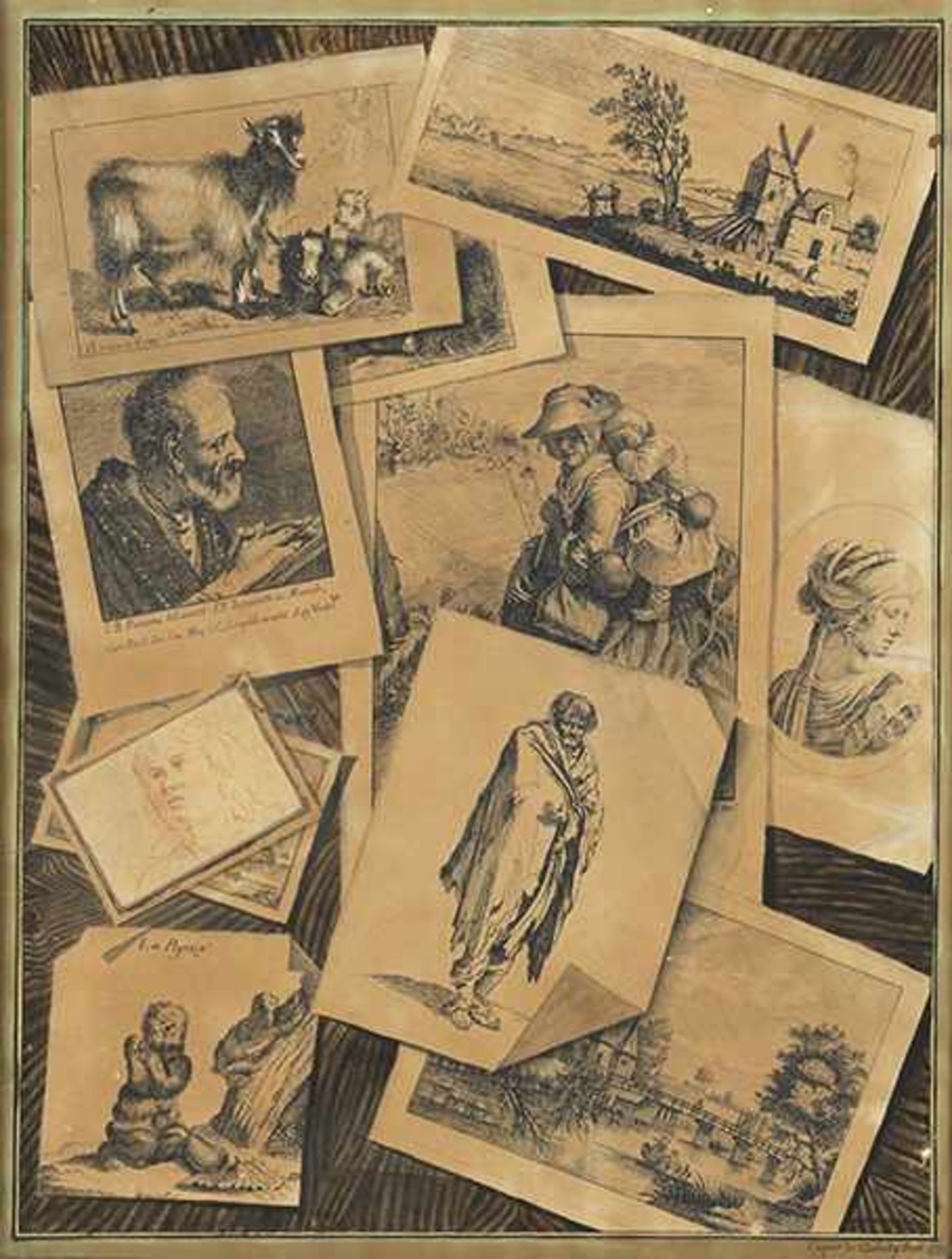 Gaspare de Tschudy, Italienischer Künstler des 18./ 19 Jahrhunderts PAAR TROMPE-L"~oeIL Tusche und - Bild 3 aus 13