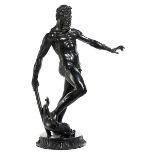 Neptun Höhe: 82 cm. Italien, 18./ 19. Jahrhundert. Bronze, gegossen, patiniert. Auf runder