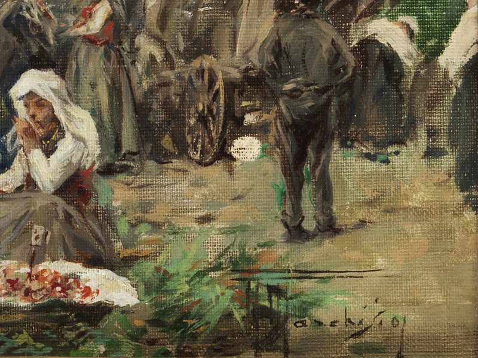 Andrea Marchisio, 1850 "" 1927 MARKTTAG Öl auf Leinwand. 40 x 80,5 cm. Rechts unten signiert "A. - Bild 2 aus 5