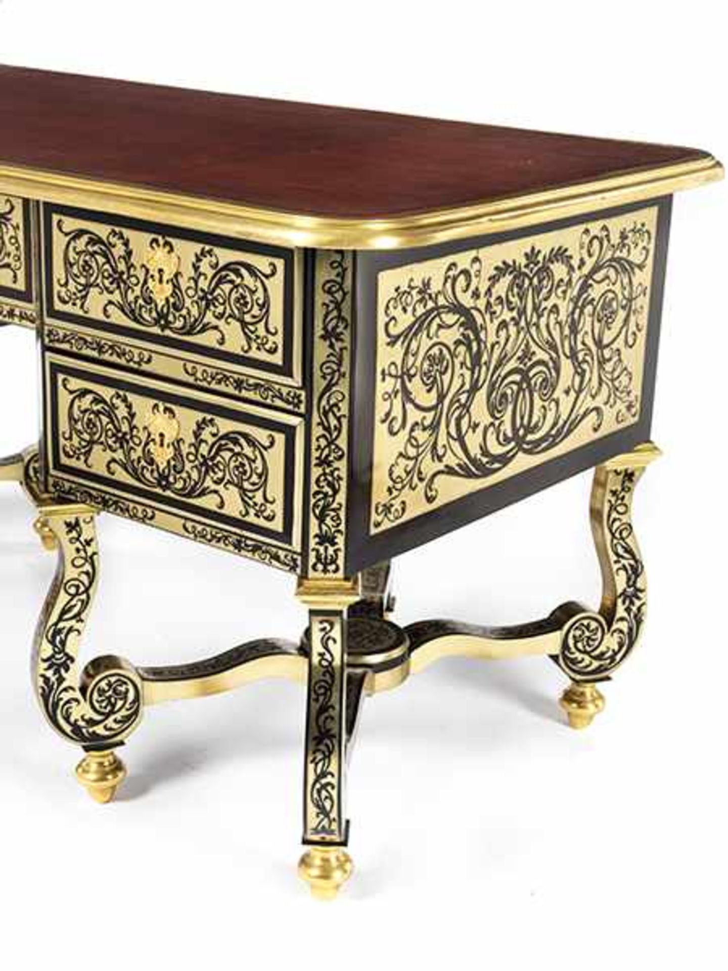 Bureau mazarin in Boulle Technik Höhe: 80 cm. Breite: 159 cm. Tiefe: 72 cm. Frankreich, 19. - Bild 3 aus 7