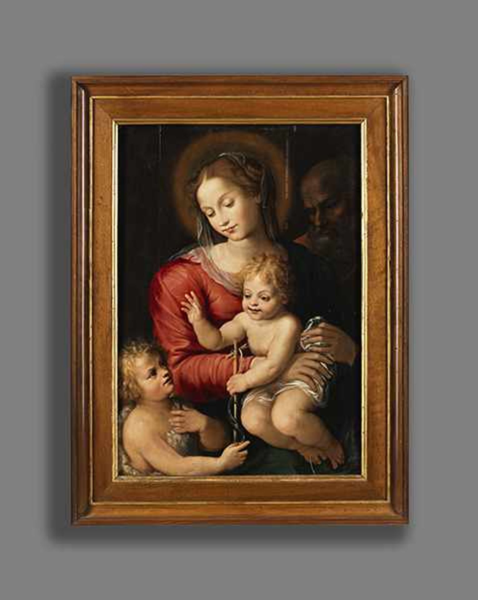 Maler der Toskanischen Schule des 16. Jahrhunderts MADONNA MIT DEM JESUSKNABEN UND JOHANNES DEM - Image 5 of 7