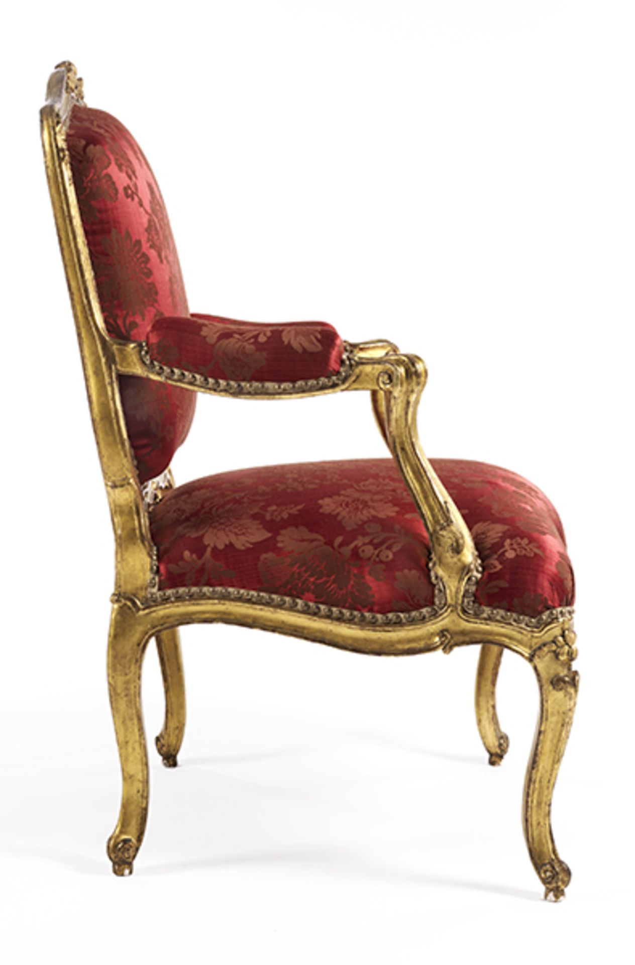 Paar elegante LOUIS XV-Fauteuils Lehnenhöhe: 89,5 cm. Sitzhöhe: 47 cm. Einmal gestempelt "FALCONET". - Bild 4 aus 9