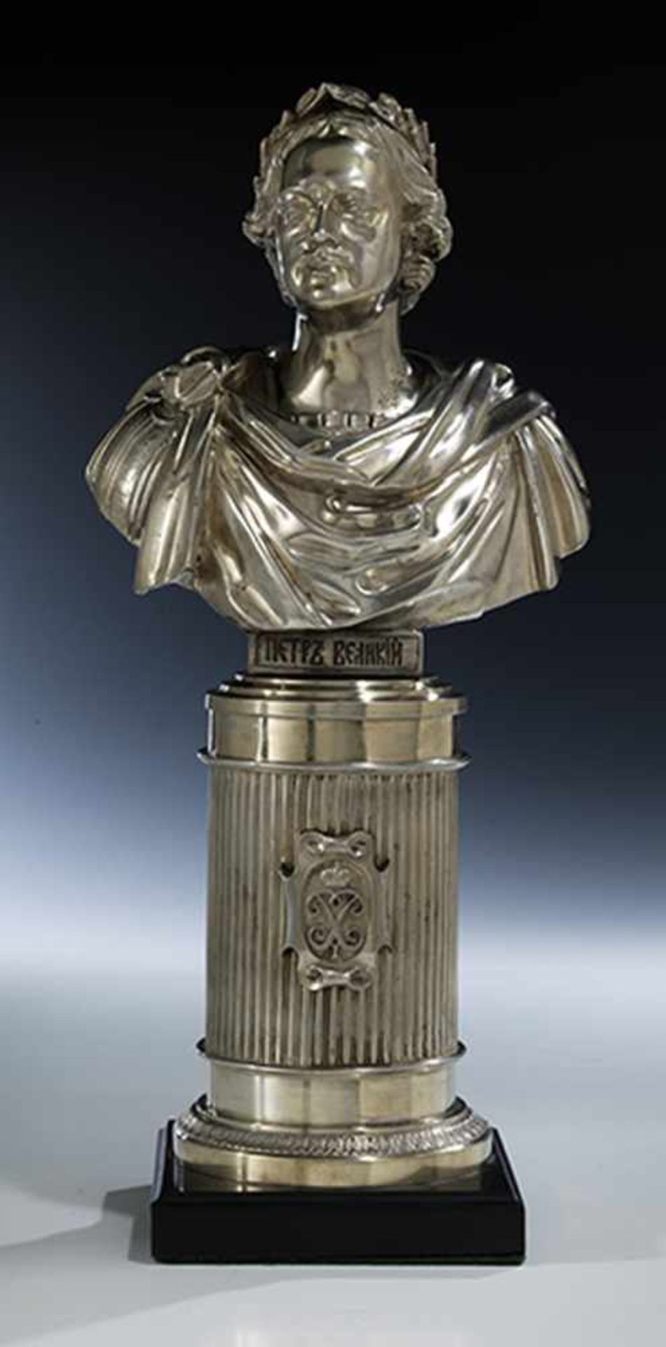 Silberbüste Zar Peter der Große auf hohem Silbersockel Gesamthöhe: 38 cm. Sockel und Büste einzeln - Bild 6 aus 6