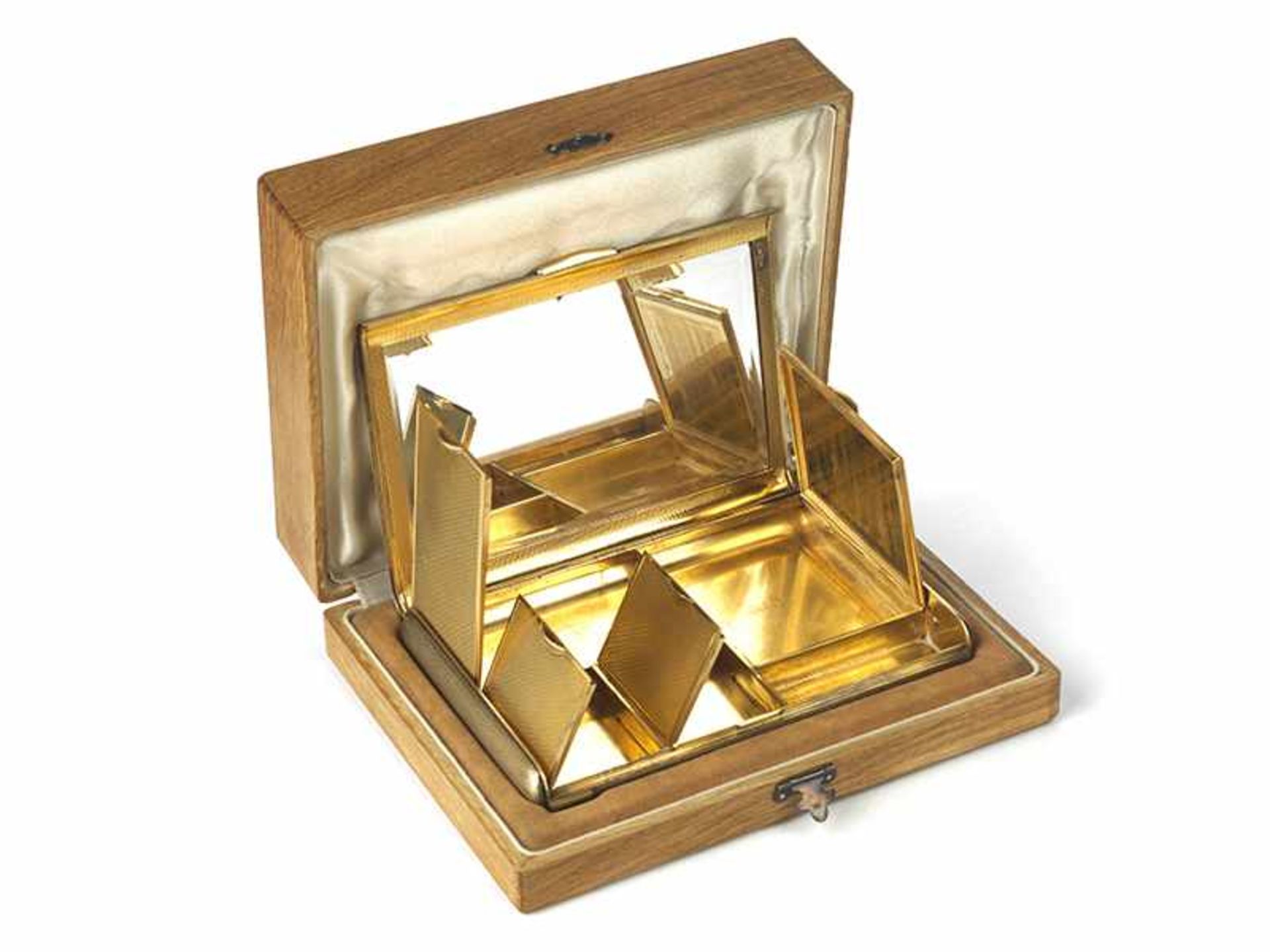 Vergoldetes, reich kassetiertes Etui 2 x 15 x 10,1 cm. Gewicht: 482 g. Steckleiste vierfach mit - Bild 12 aus 17