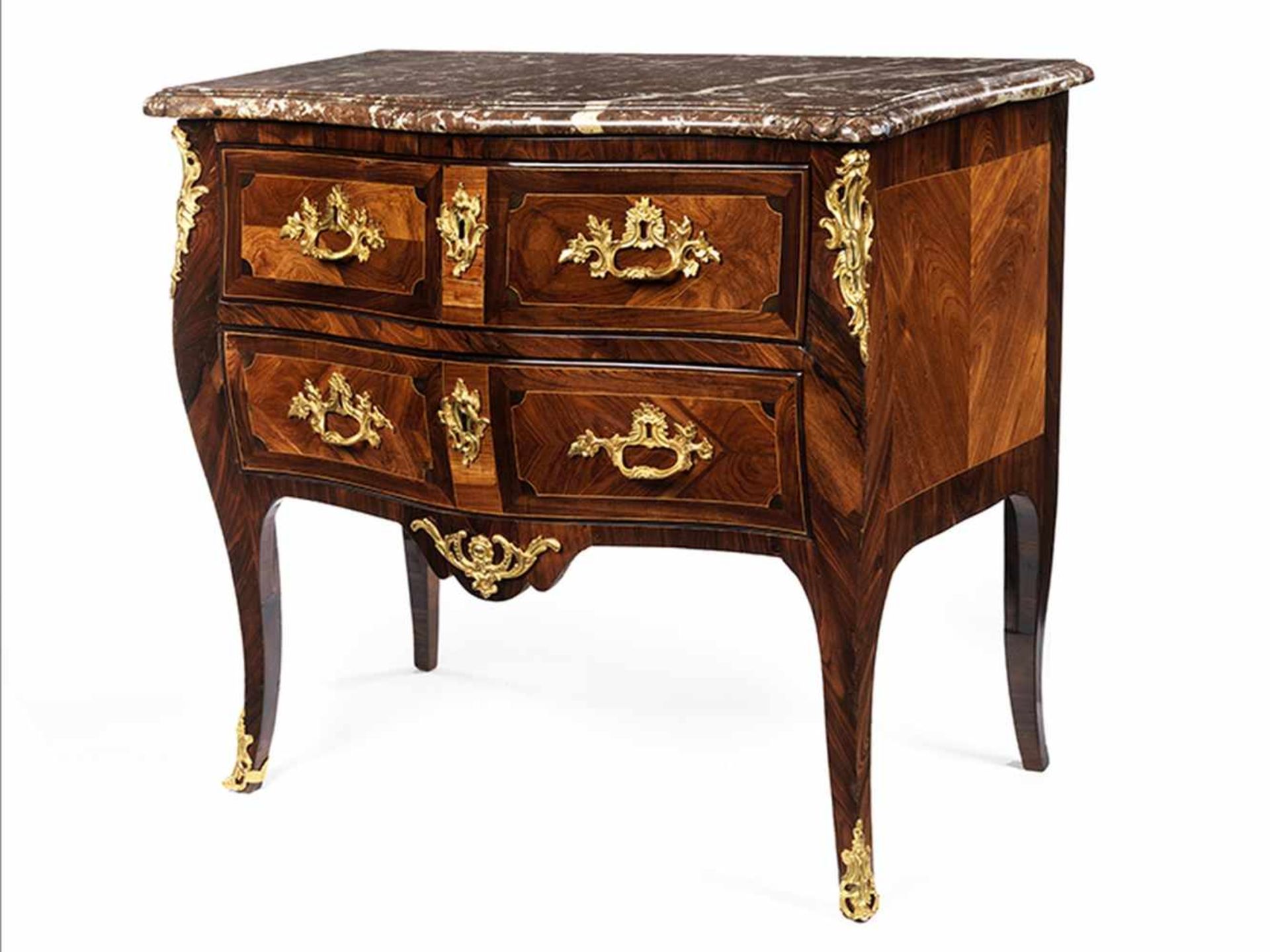 Louis XV-Kommode Höhe: 83 cm. Breite: 93,5 cm. Tiefe: 50 cm. Frankreich, Mitte 18. Jahrhundert. - Bild 5 aus 5