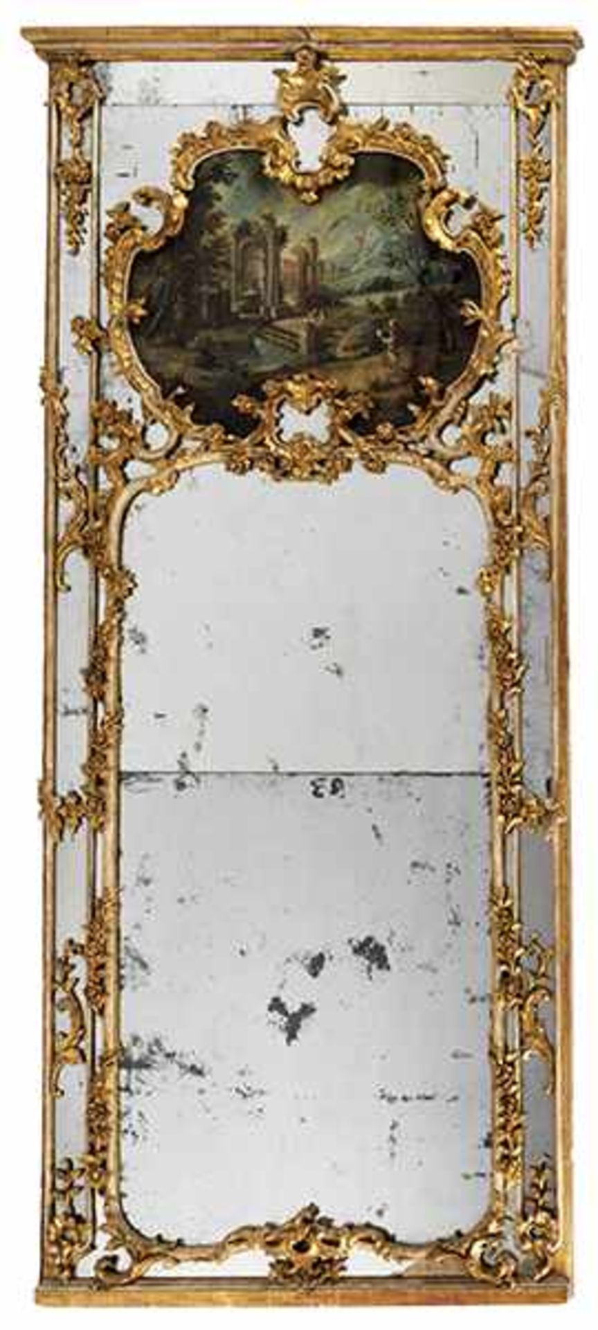Paar Trumeau-spiegel Höhe: 254 cm. Breite: 105 cm. Venezianischer Palazzo, 18. Jahrhundert. - Image 3 of 9