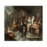 Antwerpener Maler des 18. Jahrhunderts DARSTELLUNG AUS DER COMMEDIA DELL"~ARTE Öl auf Leinwand.