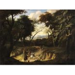 Reschi, zug., Pandolfo1643 Danzig - 1699 Florenz Jagdgesellschaft mit Hunden in weiter Landschaft Öl