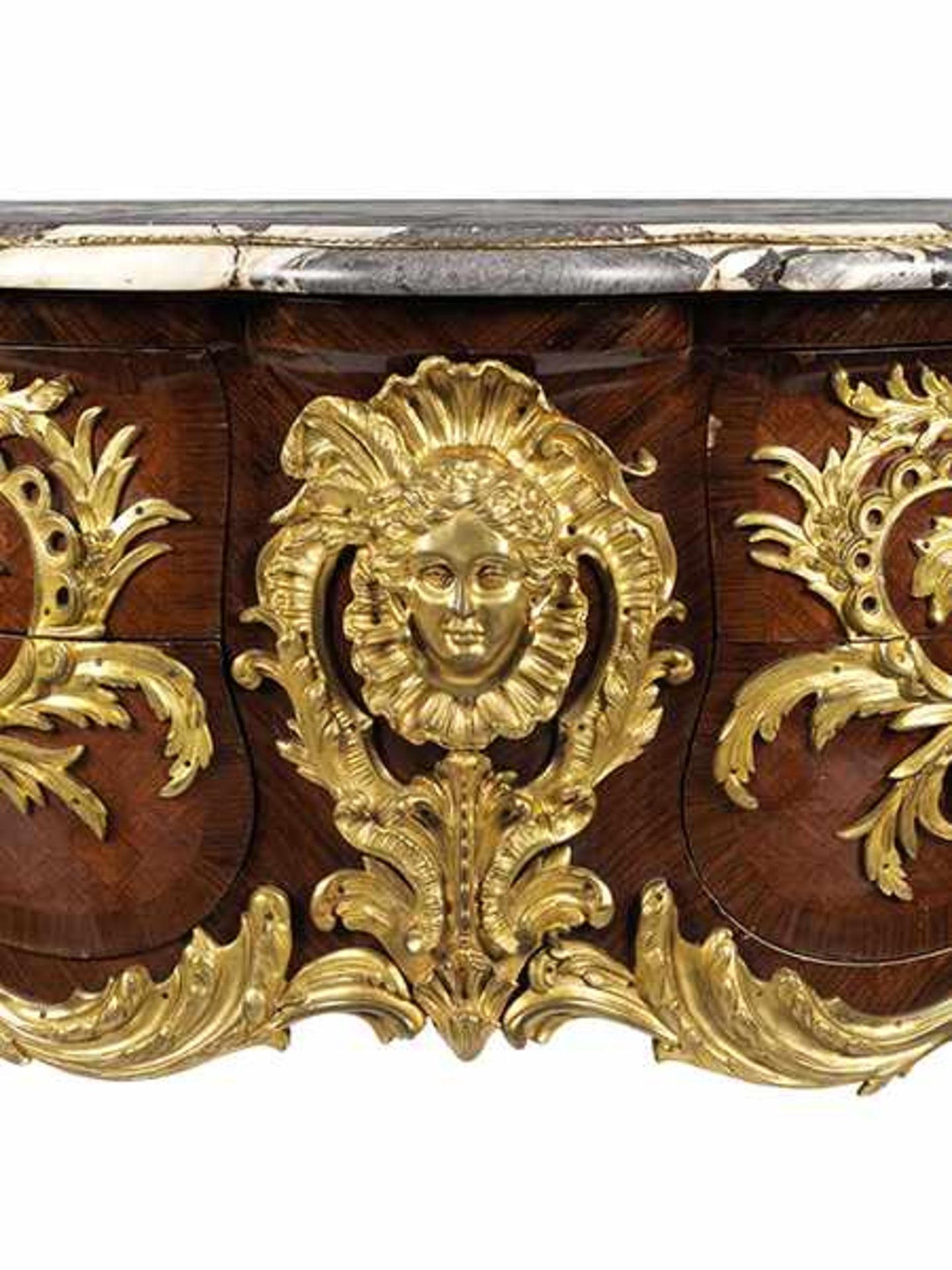 Commode à la Régence 96 x 176 x 70,5 cm. Frankreich, 19. Jahrhundert. Eleganter Eichenholzkorpus mit - Bild 5 aus 9