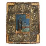 Heiligenikone mit ausgewählten Heiligen 24,5 x 19,5 cm. Russland, 19. Jahrhundert. Eitempera auf