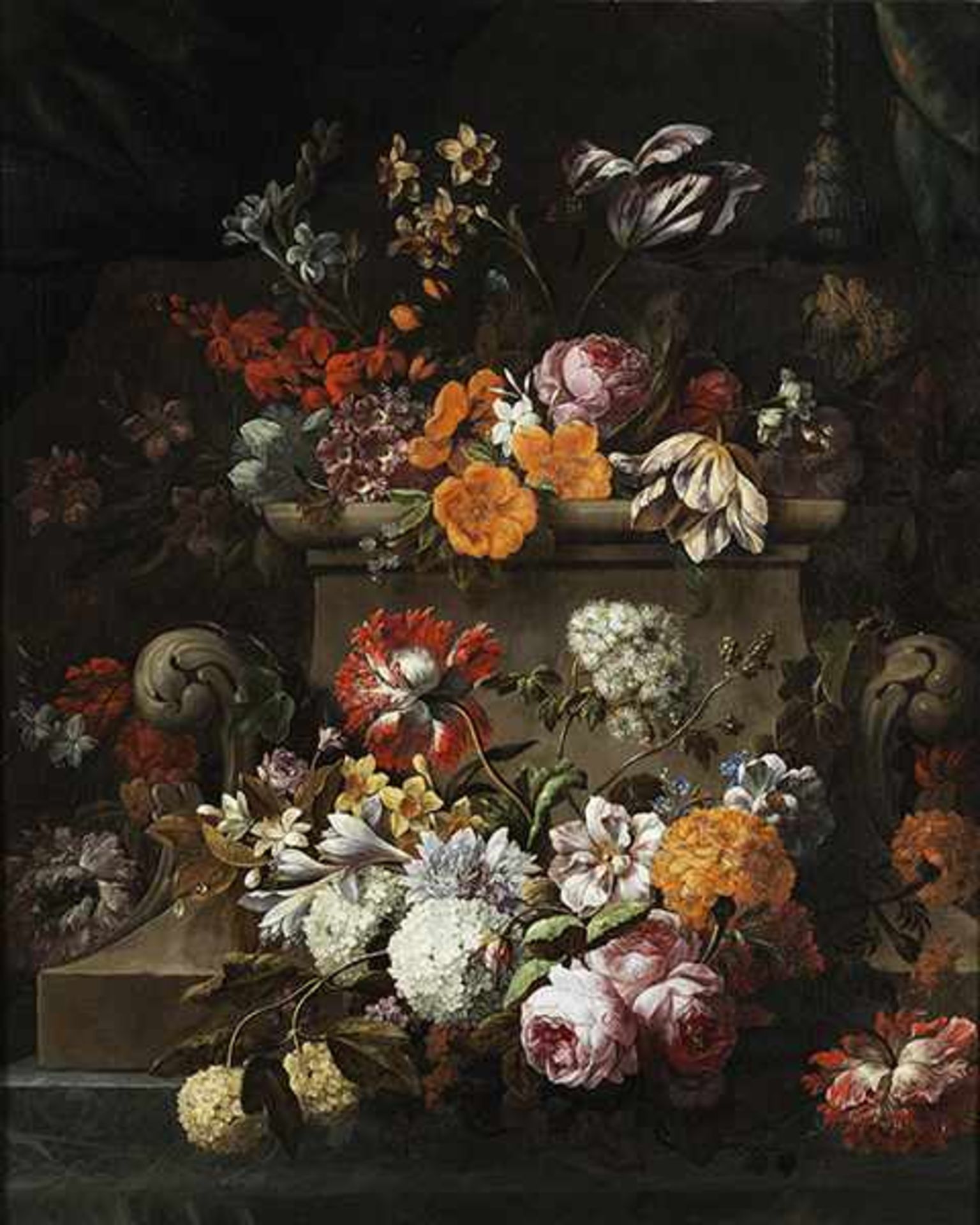 Gaspar Pieter Verbruggen d. J., 1664 Antwerpen "" 1730 Lille PRÄCHTIGES GROSSES BLUMENSTILLLEBEN
